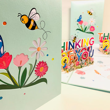 Sweetheart Spring Garden & Flowers THINKING OF YOU 3D POP UP GREETING CARD - Created by Origami Pop Cards Australian Design & Handmade 3D Pop Up Magical Paper Cards, Handmade Pop Up Cards Happy Valentine's Day Celebrate Love Heart Fell and Romantic