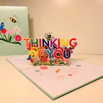 Sweetheart Spring Garden & Flowers THINKING OF YOU 3D POP UP GREETING CARD - Created by Origami Pop Cards Australian Design & Handmade 3D Pop Up Magical Paper Cards, Handmade Pop Up Cards Happy Valentine's Day Celebrate Love Heart Fell and Romantic