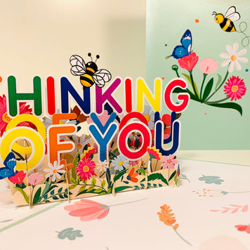 Sweetheart Spring Garden & Flowers THINKING OF YOU 3D POP UP GREETING CARD - Created by Origami Pop Cards Australian Design & Handmade 3D Pop Up Magical Paper Cards, Handmade Pop Up Cards Happy Valentine's Day Celebrate Love Heart Fell and Romantic