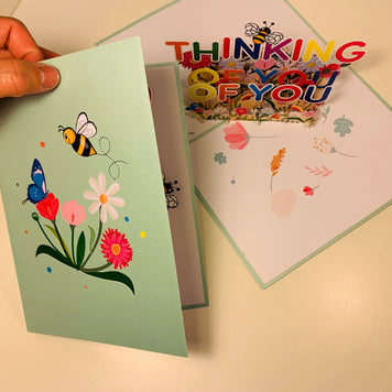 Sweetheart Spring Garden & Flowers THINKING OF YOU 3D POP UP GREETING CARD - Created by Origami Pop Cards Australian Design & Handmade 3D Pop Up Magical Paper Cards, Handmade Pop Up Cards Happy Valentine's Day Celebrate Love Heart Fell and Romantic