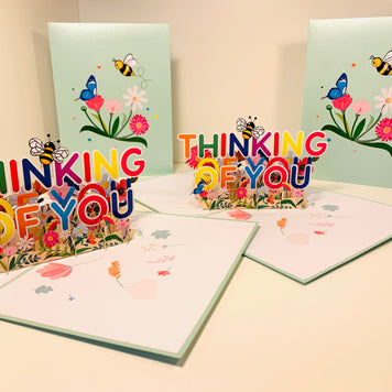 Sweetheart Spring Garden & Flowers THINKING OF YOU 3D POP UP GREETING CARD - Created by Origami Pop Cards Australian Design & Handmade 3D Pop Up Magical Paper Cards, Handmade Pop Up Cards Happy Valentine's Day Celebrate Love Heart Fell and Romantic