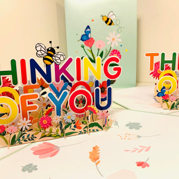 Sweetheart Spring Garden & Flowers THINKING OF YOU 3D POP UP GREETING CARD - Created by Origami Pop Cards Australian Design & Handmade 3D Pop Up Magical Paper Cards, Handmade Pop Up Cards Happy Valentine's Day Celebrate Love Heart Fell and Romantic