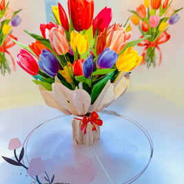 Sweetheart Tulip Bouquet - Perfect for Mother's Day Origami Pop Cards 3D Pop Up Greeting Card Happy Birthday Thank You Handmade Gift Thinking of You Blank Card for Any Occasion Happy Mother's Day Happy Father's Australiana Celebrate the Beauty of Flower