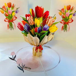 Sweetheart Tulip Bouquet - Perfect for Mother's Day Origami Pop Cards 3D Pop Up Greeting Card Happy Birthday Thank You Handmade Gift Thinking of You Blank Card for Any Occasion Happy Mother's Day Happy Father's Australiana Celebrate the Beauty of Flower