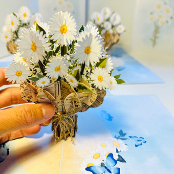 Sweetheart White Daisy Bouquet - Perfect for Spring Season Origami Pop Cards 3D Pop Up Greeting Card Happy Birthday Thank You Handmade Gift Thinking of You Blank Card for Any Occasion Happy Mother's Day Australiana Celebrate the Beauty of Flower