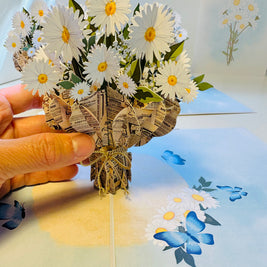 Sweetheart White Daisy Bouquet - Perfect for Spring Season Origami Pop Cards 3D Pop Up Greeting Card Happy Birthday Thank You Handmade Gift Thinking of You Blank Card for Any Occasion Happy Mother's Day Australiana Celebrate the Beauty of Flower