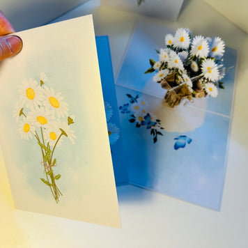 Sweetheart White Daisy Bouquet - Perfect for Spring Season Origami Pop Cards 3D Pop Up Greeting Card Happy Birthday Thank You Handmade Gift Thinking of You Blank Card for Any Occasion Happy Mother's Day Australiana Celebrate the Beauty of Flower