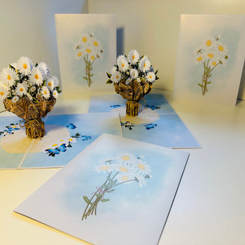 Sweetheart White Daisy Bouquet - Perfect for Spring Season Origami Pop Cards 3D Pop Up Greeting Card Happy Birthday Thank You Handmade Gift Thinking of You Blank Card for Any Occasion Happy Mother's Day Australiana Celebrate the Beauty of Flower