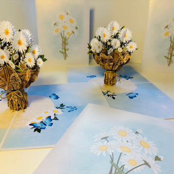 Sweetheart White Daisy Bouquet - Perfect for Spring Season Origami Pop Cards 3D Pop Up Greeting Card Happy Birthday Thank You Handmade Gift Thinking of You Blank Card for Any Occasion Happy Mother's Day Australiana Celebrate the Beauty of Flower