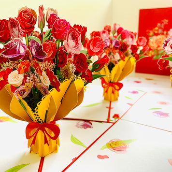Sweetheart Flower Bouquet for any Special Occasion Origami Pop Cards 3D Pop Up Greeting Card Happy Birthday Thank You Handmade Gift Thinking of You Blank Card for Any Occasion Happy Mother's Day Happy Father's Australiana Celebrate and Romantic