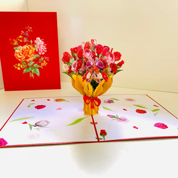 Sweetheart Flower Bouquet for any Special Occasion Origami Pop Cards 3D Pop Up Greeting Card Happy Birthday Thank You Handmade Gift Thinking of You Blank Card for Any Occasion Happy Mother's Day Happy Father's Australiana Celebrate and Romantic
