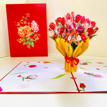 Sweetheart Flower Bouquet for any Special Occasion Origami Pop Cards 3D Pop Up Greeting Card Happy Birthday Thank You Handmade Gift Thinking of You Blank Card for Any Occasion Happy Mother's Day Happy Father's Australiana Celebrate and Romantic