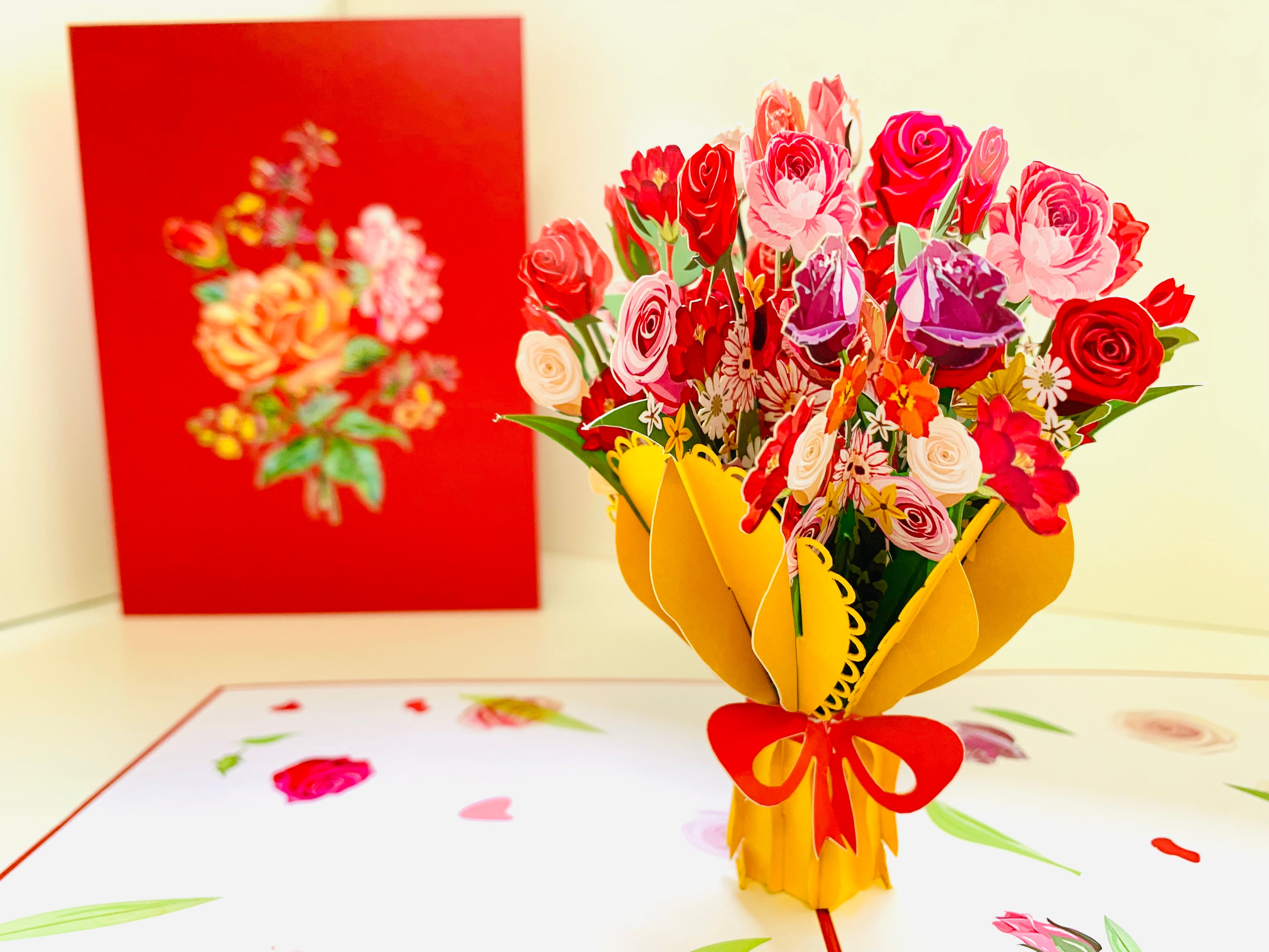 Sweetheart Flower Bouquet for any Special Occasion Origami Pop Cards 3D Pop Up Greeting Card Happy Birthday Thank You Handmade Gift Thinking of You Blank Card for Any Occasion Happy Mother's Day Happy Father's Australiana Celebrate and Romantic