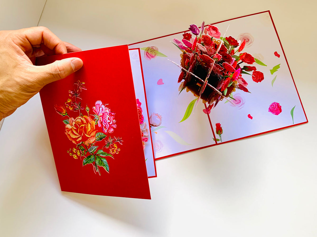 Sweetheart Flower Bouquet for any Special Occasion Origami Pop Cards 3D Pop Up Greeting Card Happy Birthday Thank You Handmade Gift Thinking of You Blank Card for Any Occasion Happy Mother's Day Happy Father's Australiana Celebrate and Romantic