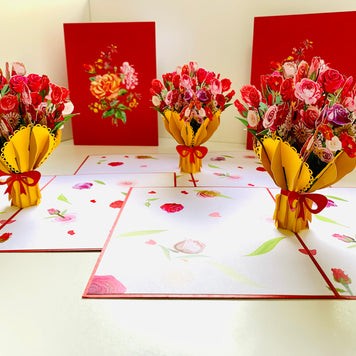 Sweetheart Flower Bouquet for any Special Occasion Origami Pop Cards 3D Pop Up Greeting Card Happy Birthday Thank You Handmade Gift Thinking of You Blank Card for Any Occasion Happy Mother's Day Happy Father's Australiana Celebrate and Romantic