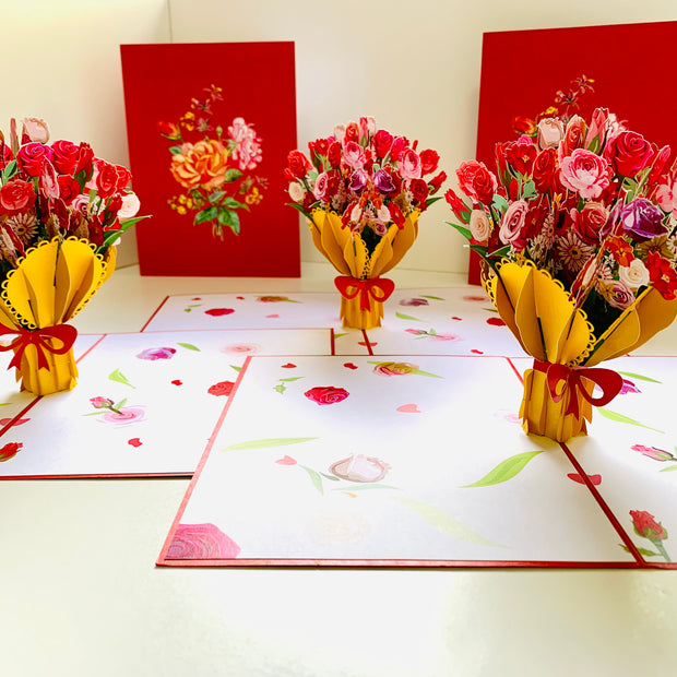 Sweetheart Flower Bouquet for any Special Occasion Origami Pop Cards 3D Pop Up Greeting Card Happy Birthday Thank You Handmade Gift Thinking of You Blank Card for Any Occasion Happy Mother's Day Happy Father's Australiana Celebrate and Romantic