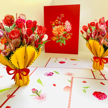 Sweetheart Flower Bouquet for any Special Occasion Origami Pop Cards 3D Pop Up Greeting Card Happy Birthday Thank You Handmade Gift Thinking of You Blank Card for Any Occasion Happy Mother's Day Happy Father's Australiana Celebrate and Romantic