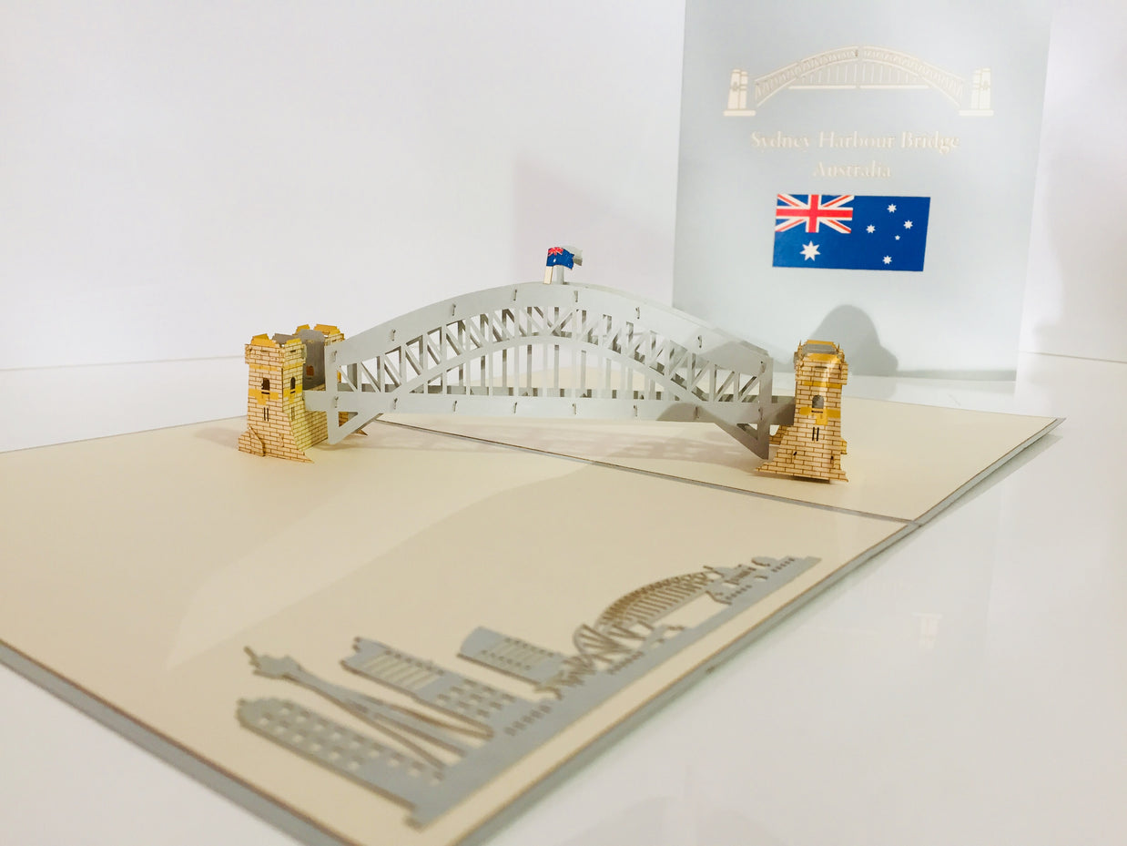 Sydney Harbour Bridge Australia 3D POP UP GREETING CARD - Created by Origami Pop Cards – 3D Pop Up Greeting Cards, Australian Design & Handmade, 3D Pop Up Magical Paper Cards, Handmade Pop Up Cards Celebrate Love Anniversary Heart Fell Romantic