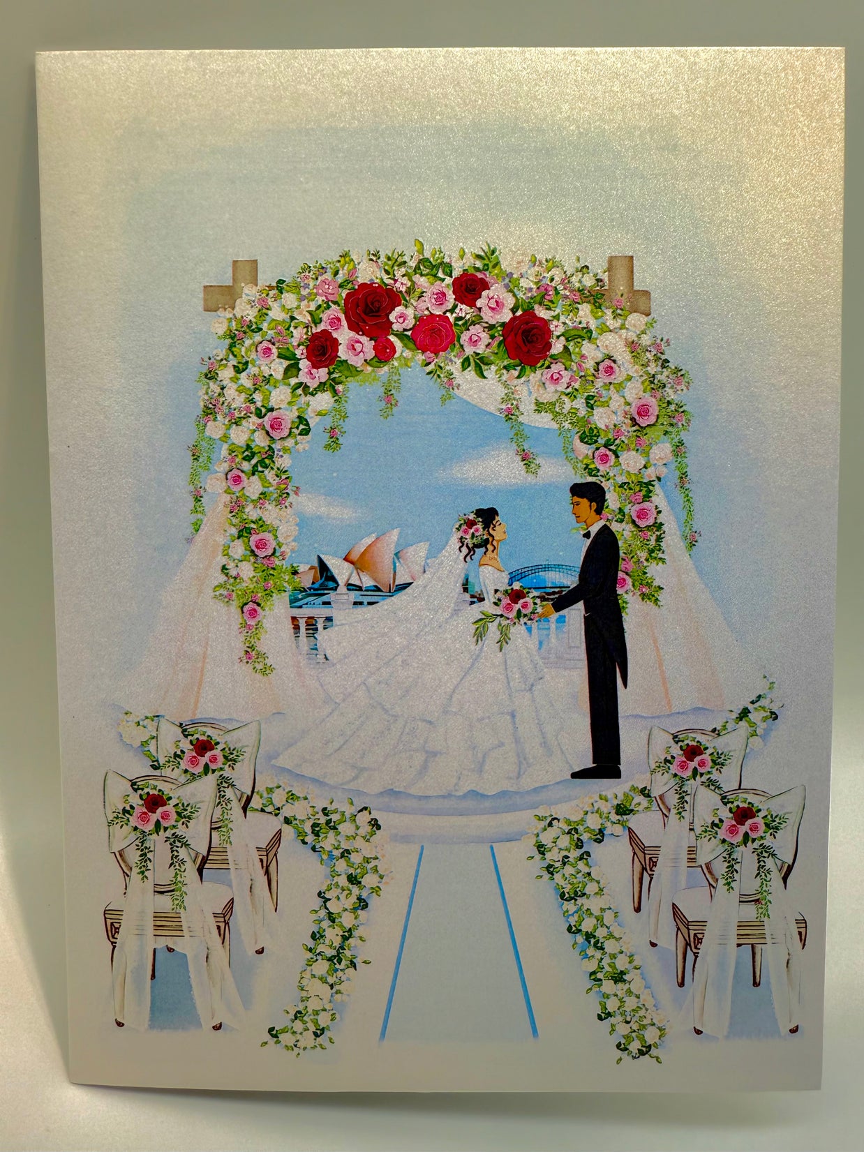 Sydney Harbour Wedding with Bride & Groom 3D POP UP GREETING CARD - Created by Origami Pop Cards – 3D Pop Up Greeting Cards, Australian Design & Handmade, 3D Pop Up Magical Paper Cards, Handmade Pop Up Cards Celebrate Love Anniversary Heart Fell Romantic