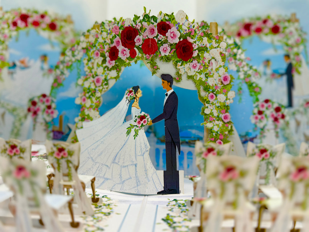 Sydney Harbour Wedding with Bride & Groom 3D POP UP GREETING CARD - Created by Origami Pop Cards – 3D Pop Up Greeting Cards, Australian Design & Handmade, 3D Pop Up Magical Paper Cards, Handmade Pop Up Cards Celebrate Love Anniversary Heart Fell Romantic