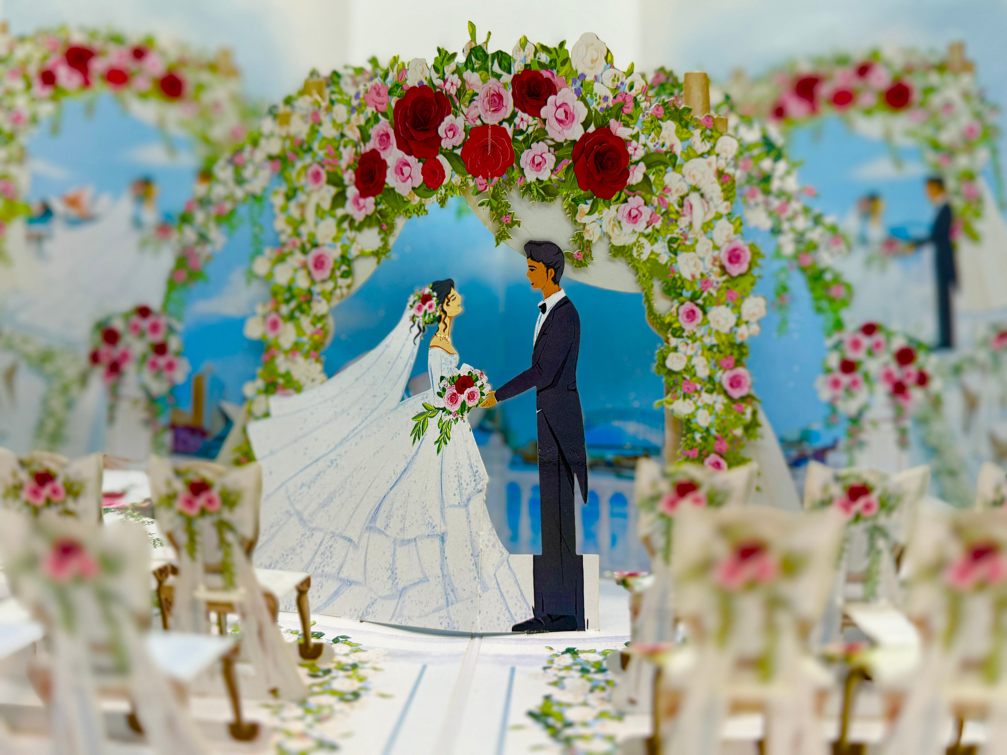Sydney Harbour Wedding with Bride & Groom 3D POP UP GREETING CARD - Created by Origami Pop Cards – 3D Pop Up Greeting Cards, Australian Design & Handmade, 3D Pop Up Magical Paper Cards, Handmade Pop Up Cards Celebrate Love Anniversary Heart Fell Romantic