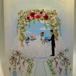 Sydney Harbour Wedding with Bride & Groom 3D POP UP GREETING CARD - Created by Origami Pop Cards – 3D Pop Up Greeting Cards, Australian Design & Handmade, 3D Pop Up Magical Paper Cards, Handmade Pop Up Cards Celebrate Love Anniversary Heart Fell Romantic