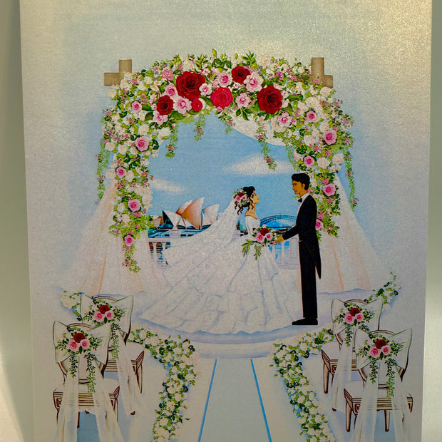 Sydney Harbour Wedding with Bride & Groom 3D POP UP GREETING CARD - Created by Origami Pop Cards – 3D Pop Up Greeting Cards, Australian Design & Handmade, 3D Pop Up Magical Paper Cards, Handmade Pop Up Cards Celebrate Love Anniversary Heart Fell Romantic