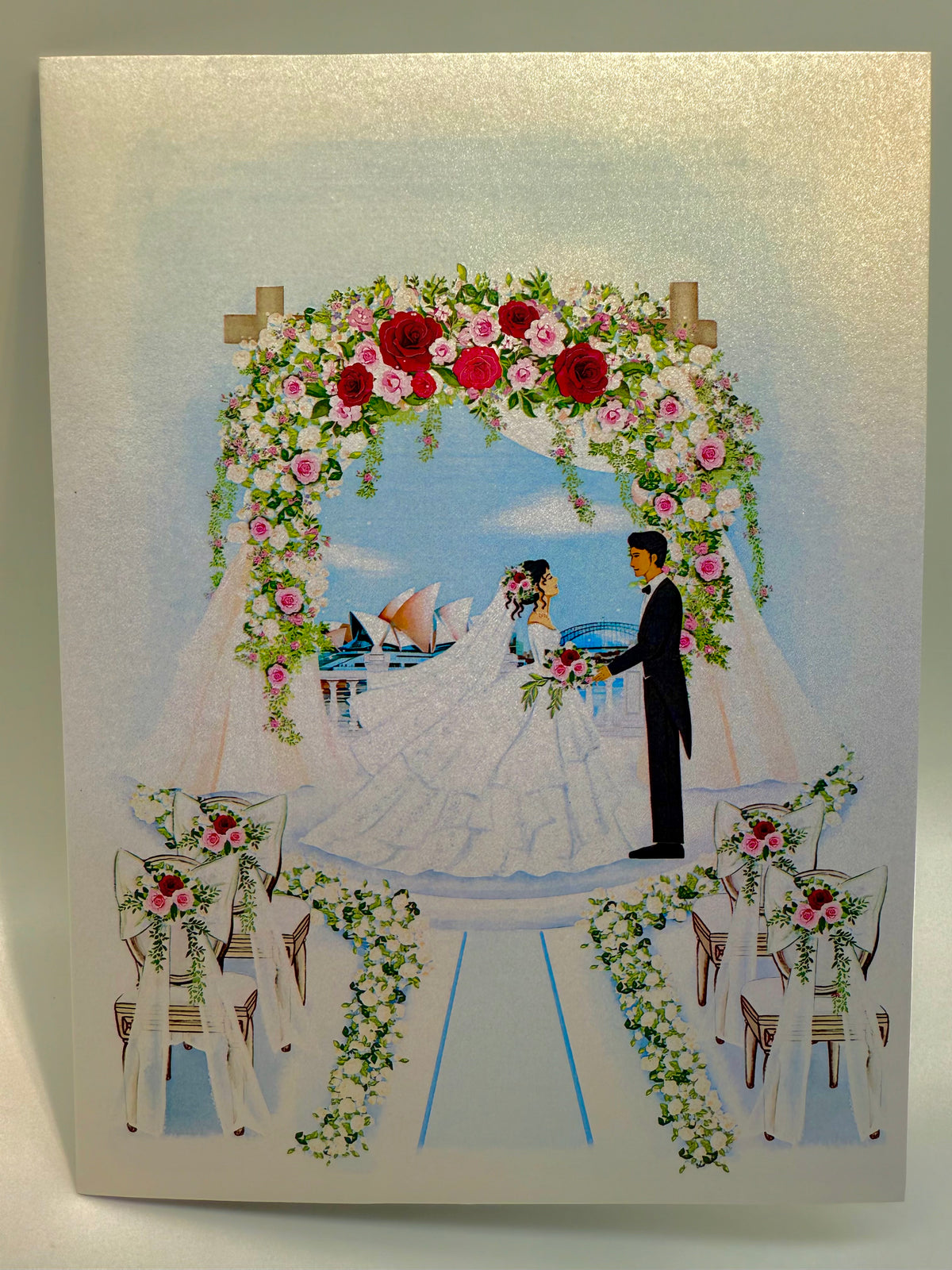 Sydney Harbour Wedding with Bride & Groom 3D POP UP GREETING CARD - Created by Origami Pop Cards – 3D Pop Up Greeting Cards, Australian Design & Handmade, 3D Pop Up Magical Paper Cards, Handmade Pop Up Cards Celebrate Love Anniversary Heart Fell