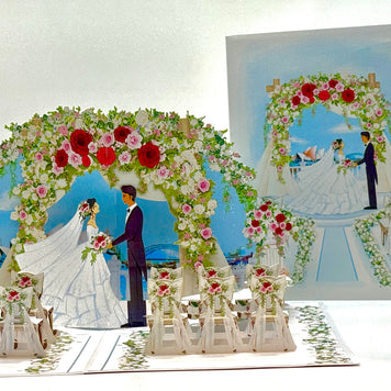 Sydney Harbour Wedding with Bride & Groom 3D POP UP GREETING CARD - Created by Origami Pop Cards – 3D Pop Up Greeting Cards, Australian Design & Handmade, 3D Pop Up Magical Paper Cards, Handmade Pop Up Cards Celebrate Love Anniversary Heart Fell Romantic