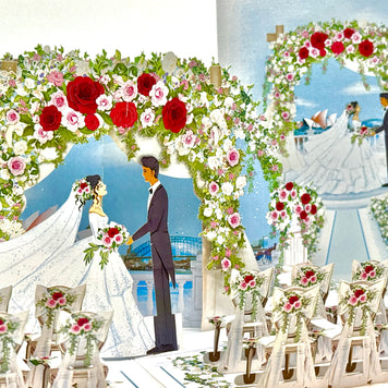 Sydney Harbour Wedding with Bride & Groom 3D POP UP GREETING CARD - Created by Origami Pop Cards – 3D Pop Up Greeting Cards, Australian Design & Handmade, 3D Pop Up Magical Paper Cards, Handmade Pop Up Cards Celebrate Love Anniversary Heart Fell Romantic