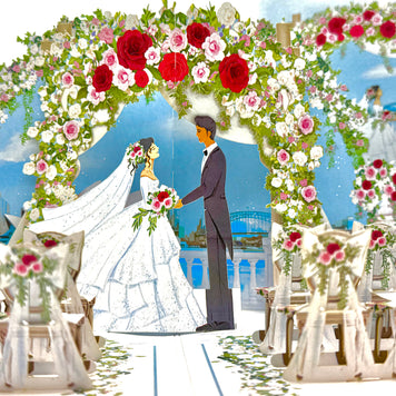 Sydney Harbour Wedding with Bride & Groom 3D POP UP GREETING CARD - Created by Origami Pop Cards – 3D Pop Up Greeting Cards, Australian Design & Handmade, 3D Pop Up Magical Paper Cards, Handmade Pop Up Cards Celebrate Love Anniversary Heart Fell Romantic