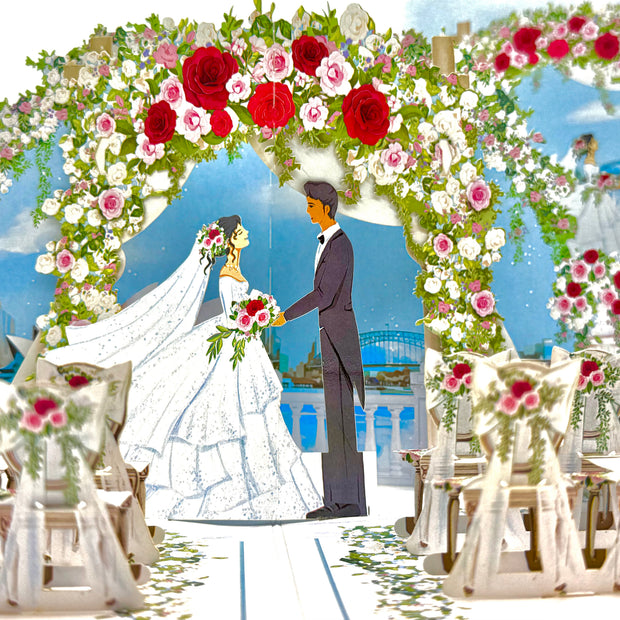Sydney Harbour Wedding with Bride & Groom 3D POP UP GREETING CARD - Created by Origami Pop Cards – 3D Pop Up Greeting Cards, Australian Design & Handmade, 3D Pop Up Magical Paper Cards, Handmade Pop Up Cards Celebrate Love Anniversary Heart Fell