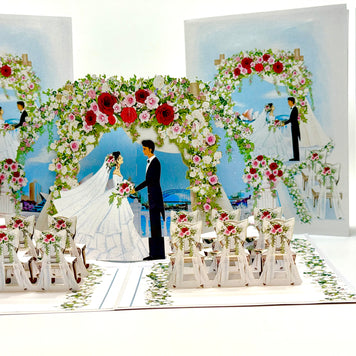 Sydney Harbour Wedding with Bride & Groom 3D POP UP GREETING CARD - Created by Origami Pop Cards – 3D Pop Up Greeting Cards, Australian Design & Handmade, 3D Pop Up Magical Paper Cards, Handmade Pop Up Cards Celebrate Love Anniversary Heart Fell Romantic