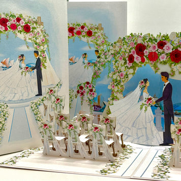 Sydney Harbour Wedding with Bride & Groom 3D POP UP GREETING CARD - Created by Origami Pop Cards – 3D Pop Up Greeting Cards, Australian Design & Handmade, 3D Pop Up Magical Paper Cards, Handmade Pop Up Cards Celebrate Love Anniversary Heart Fell Romantic