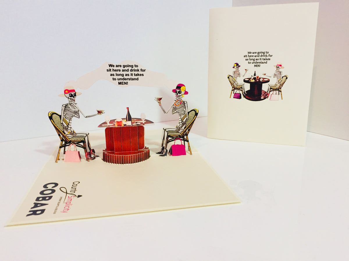 Tea Room & Skeletons Origami Pop Cards 3D Pop Up Greeting Card Happy Halloween Best Wishes Blank Card Fun Party Cheer Gift Happy Holidays Thank You Handmade Celebrate the Special Day