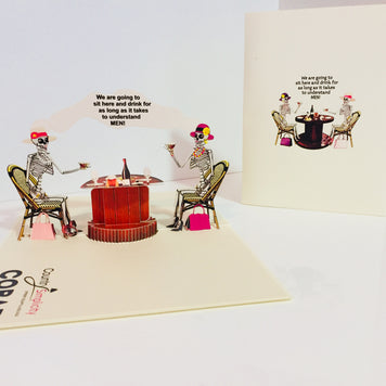 Tea Room & Skeletons Origami Pop Cards 3D Pop Up Greeting Card Happy Halloween Best Wishes Blank Card Fun Party Cheer Gift Happy Holidays Thank You Handmade Celebrate the Special Day