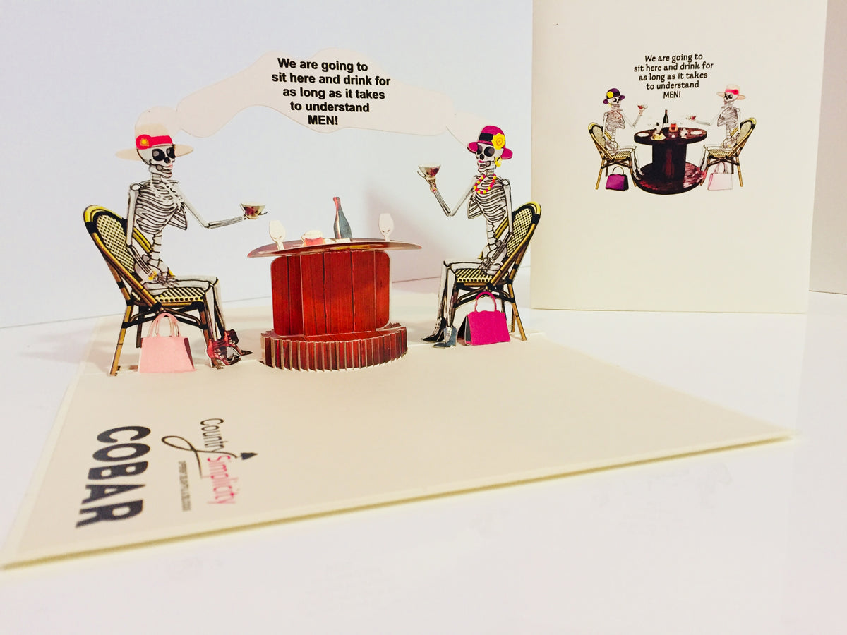 Tea Room & Skeletons Origami Pop Cards 3D Pop Up Greeting Card Happy Halloween Best Wishes Blank Card Fun Party Cheer Gift Happy Holidays Thank You Handmade Celebrate the Special Day