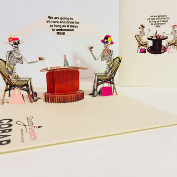 Tea Room & Skeletons Origami Pop Cards 3D Pop Up Greeting Card Happy Halloween Best Wishes Blank Card Fun Party Cheer Gift Happy Holidays Thank You Handmade Celebrate the Special Day