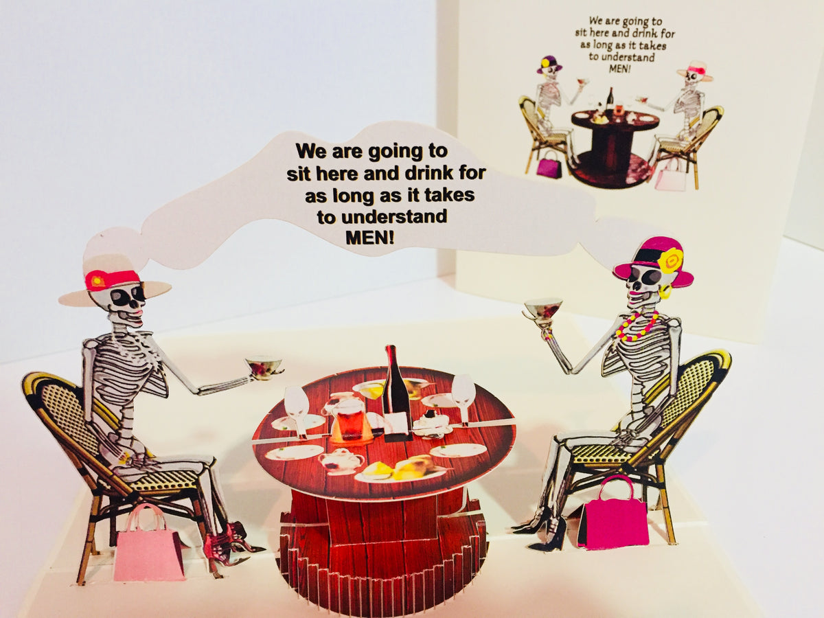 Tea Room & Skeletons Origami Pop Cards 3D Pop Up Greeting Card Happy Halloween Best Wishes Blank Card Fun Party Cheer Gift Happy Holidays Thank You Handmade Celebrate the Special Day