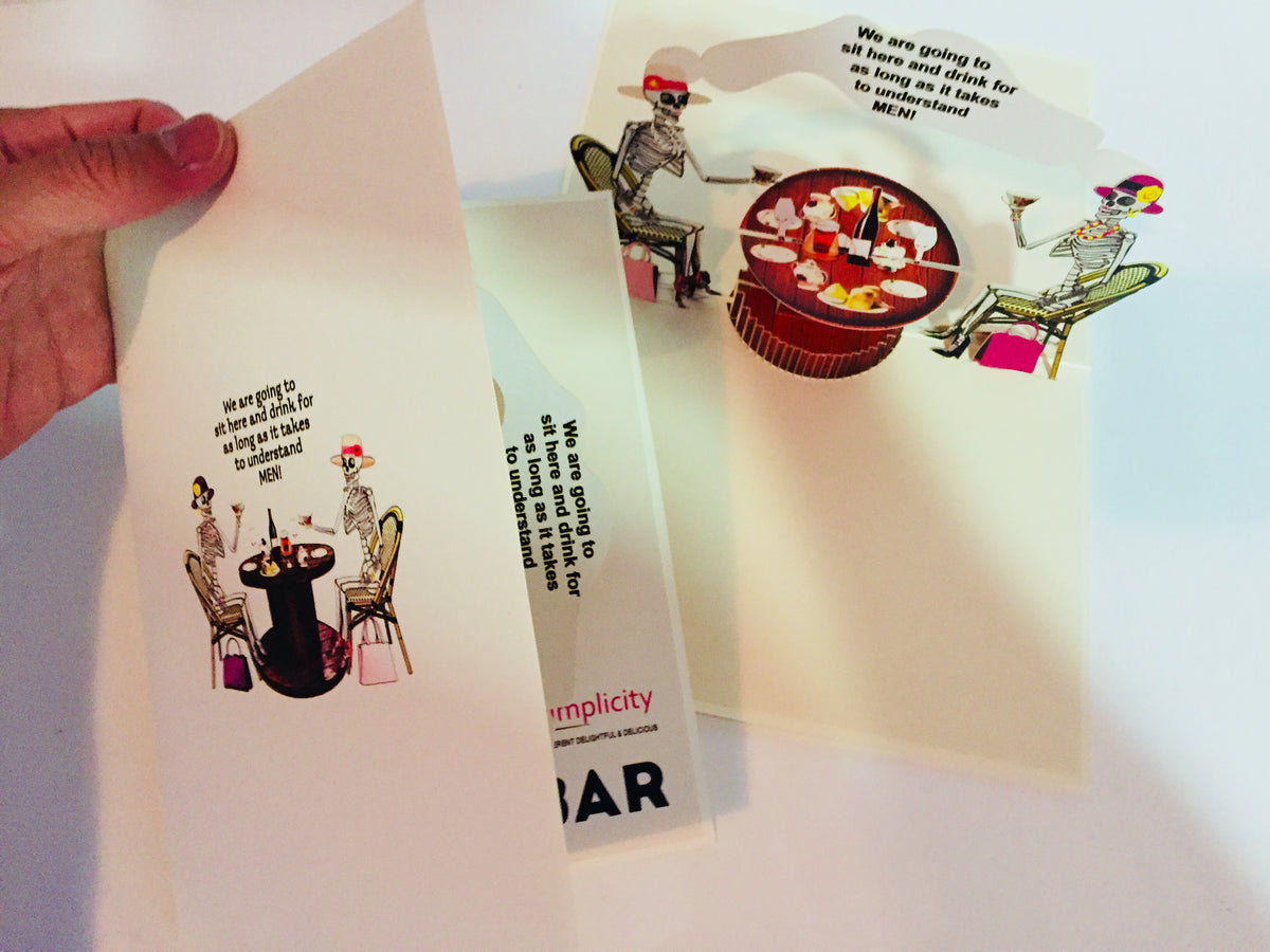 Tea Room & Skeletons Origami Pop Cards 3D Pop Up Greeting Card Happy Halloween Best Wishes Blank Card Fun Party Cheer Gift Happy Holidays Thank You Handmade Celebrate the Special Day