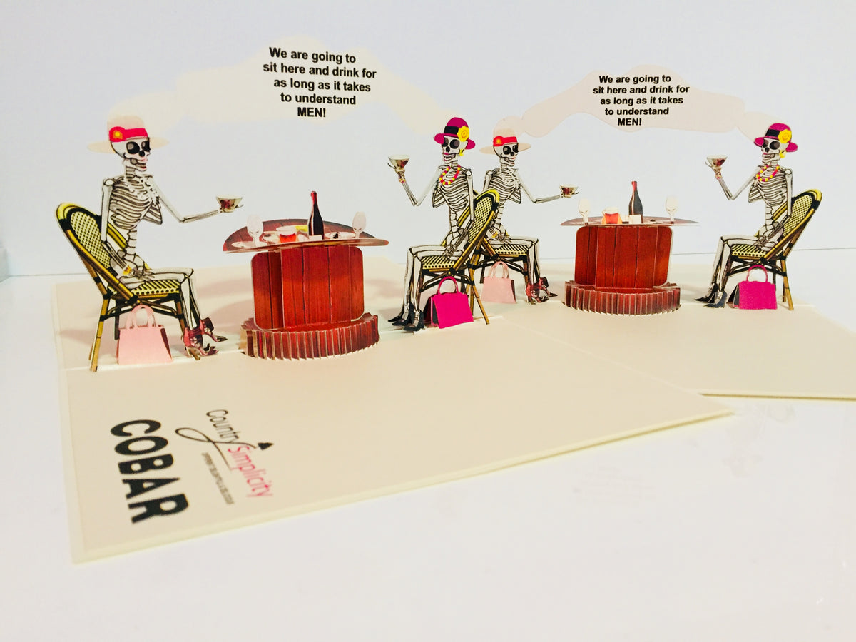 Tea Room & Skeletons Origami Pop Cards 3D Pop Up Greeting Card Happy Halloween Best Wishes Blank Card Fun Party Cheer Gift Happy Holidays Thank You Handmade Celebrate the Special Day