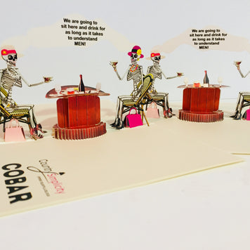 Tea Room & Skeletons Origami Pop Cards 3D Pop Up Greeting Card Happy Halloween Best Wishes Blank Card Fun Party Cheer Gift Happy Holidays Thank You Handmade Celebrate the Special Day