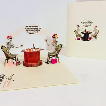 Tea Room & Skeletons Origami Pop Cards 3D Pop Up Greeting Card Happy Halloween Best Wishes Blank Card Fun Party Cheer Gift Happy Holidays Thank You Handmade Celebrate the Special Day