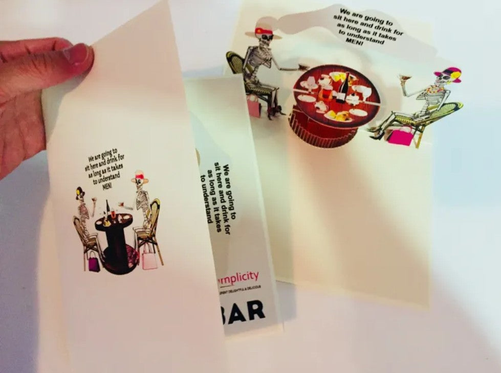 Tea Room & Skeletons Origami Pop Cards 3D Pop Up Greeting Card Happy Halloween Best Wishes Blank Card Fun Party Cheer Gift Happy Holidays Thank You Handmade Celebrate the Special Day