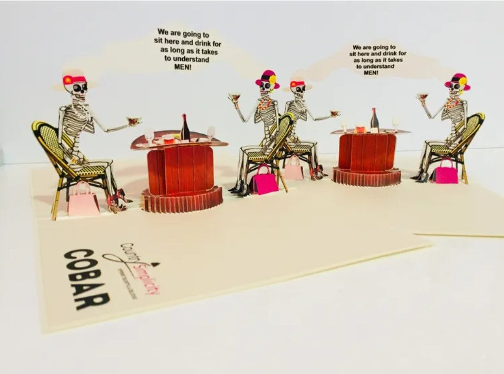 Tea Room & Skeletons Origami Pop Cards 3D Pop Up Greeting Card Happy Halloween Best Wishes Blank Card Fun Party Cheer Gift Happy Holidays Thank You Handmade Celebrate the Special Day