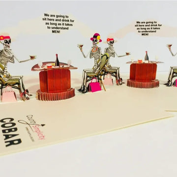Tea Room & Skeletons Origami Pop Cards 3D Pop Up Greeting Card Happy Halloween Best Wishes Blank Card Fun Party Cheer Gift Happy Holidays Thank You Handmade Celebrate the Special Day