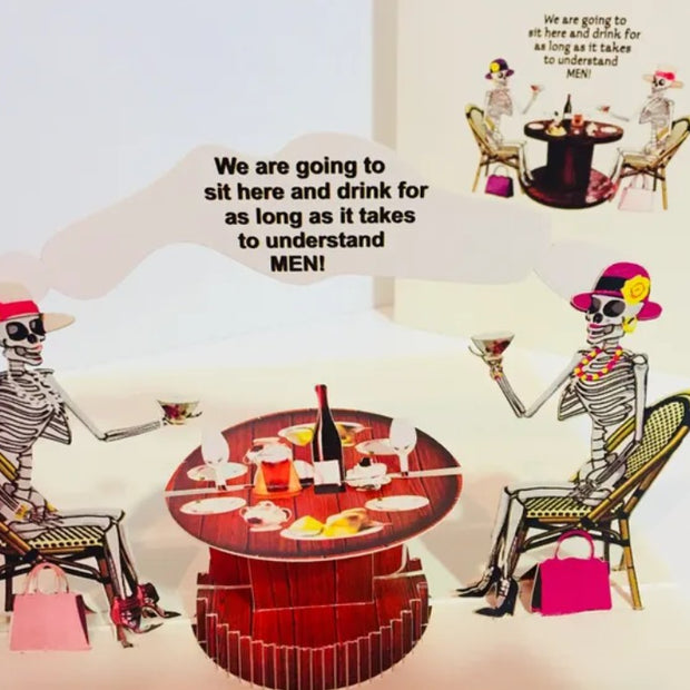 Tea Room & Skeletons Origami Pop Cards 3D Pop Up Greeting Card Happy Halloween Best Wishes Blank Card Fun Party Cheer Gift Happy Holidays Thank You Handmade Celebrate the Special Day