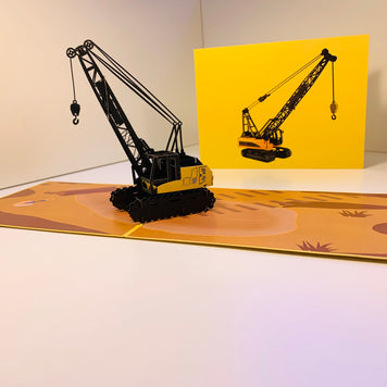 Telescopic Boom Crawler Crane Truck Perfect for Construction Workers or Little Kids Origami Pop Cards 3D Pop Up Greeting Card Thank You Handmade Gift Thinking of You Happy Birthday Occasion Australiana Celebrate the Beauty and Happiness During Special Day