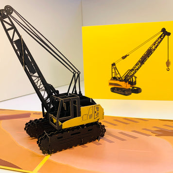 Telescopic Boom Crawler Crane Truck Perfect for Construction Workers or Little Kids Origami Pop Cards 3D Pop Up Greeting Card Thank You Handmade Gift Thinking of You Happy Birthday Occasion Australiana Celebrate the Beauty and Happiness During Special Day