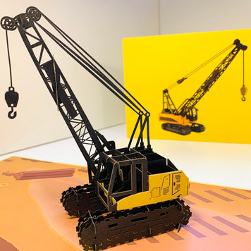 Telescopic Boom Crawler Crane Truck Perfect for Construction Workers or Little Kids Origami Pop Cards 3D Pop Up Greeting Card Thank You Handmade Gift Thinking of You Happy Birthday Occasion Australiana Celebrate the Beauty and Happiness During Special Day